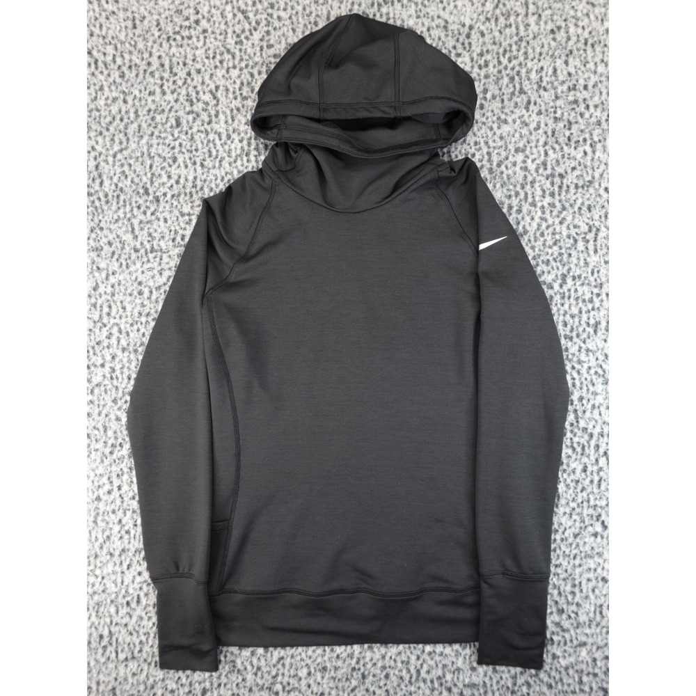 Nike Therma Fit Hoodie Womens Black Scuba Neck Pullover Activewear‎ Sweatshirt